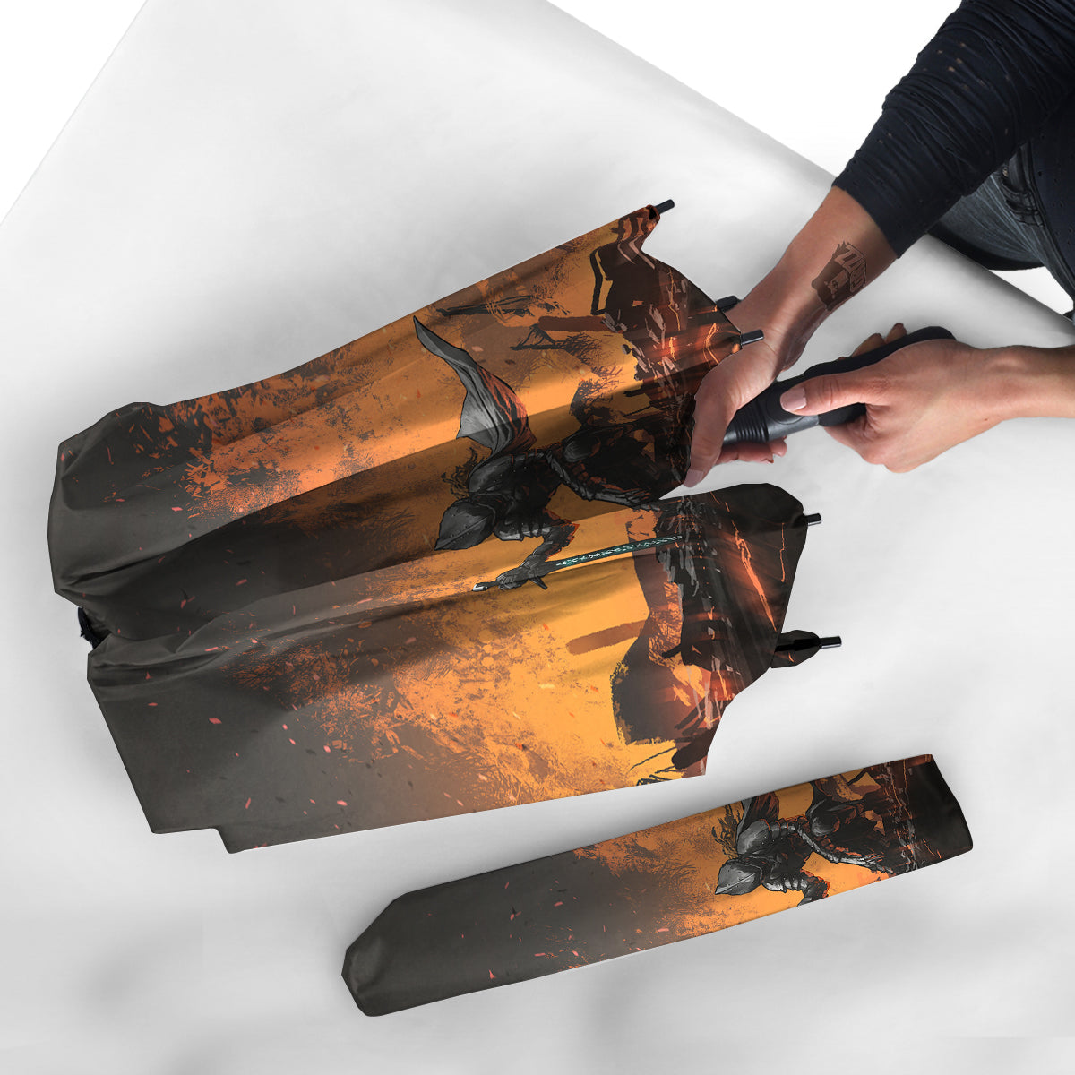 Fantasy Knight On Fire Print Umbrella-grizzshop