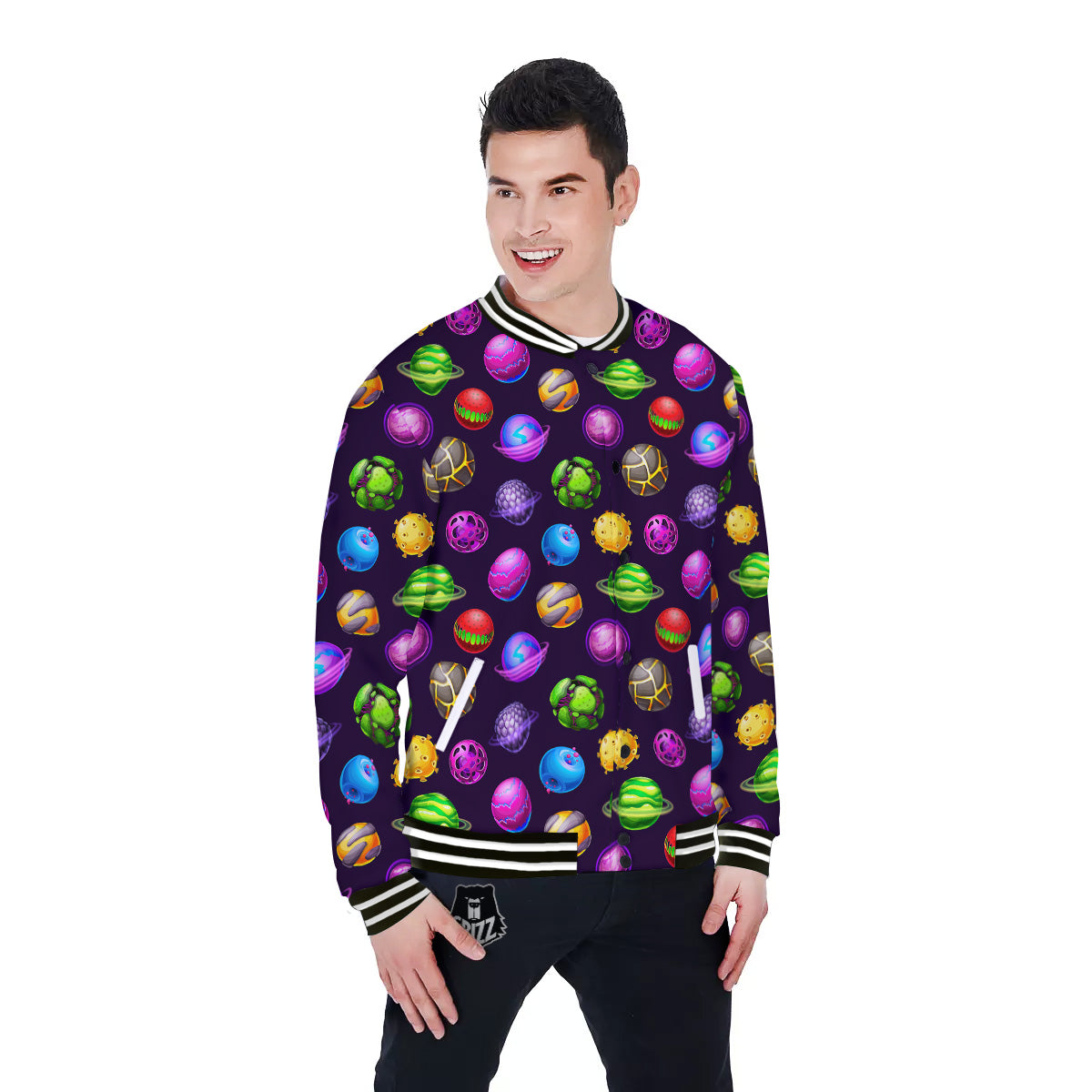 Fantasy Planets In Space Universe Print Pattern Baseball Jacket-grizzshop