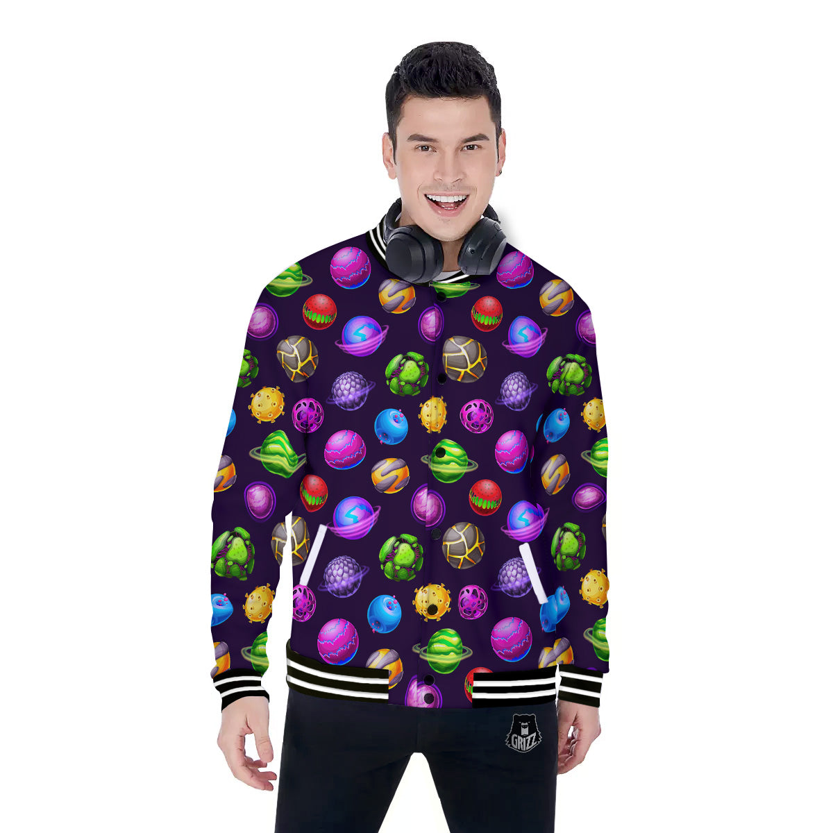 Fantasy Planets In Space Universe Print Pattern Baseball Jacket-grizzshop