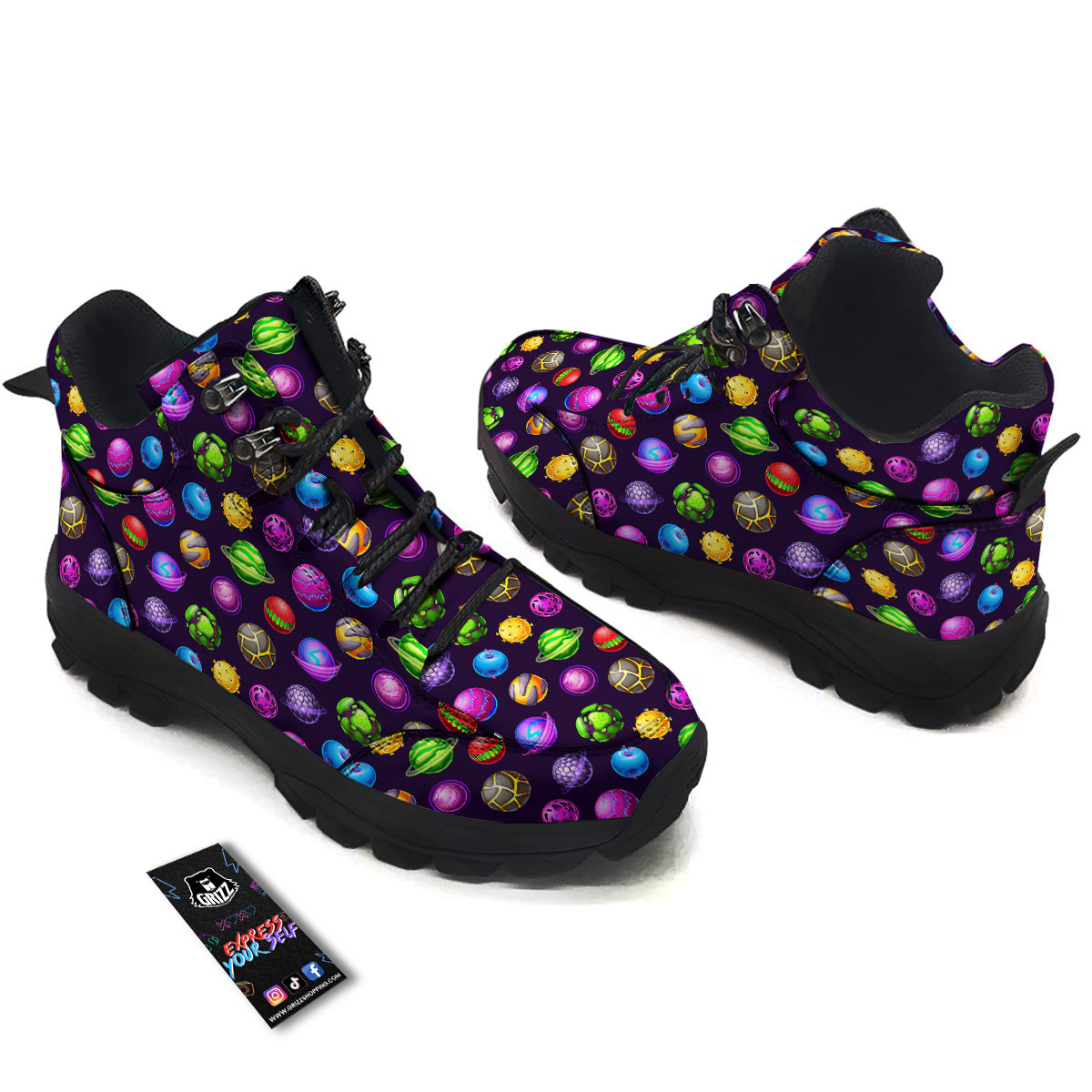 Fantasy Planets In Space Universe Print Pattern Hiking Shoes-grizzshop