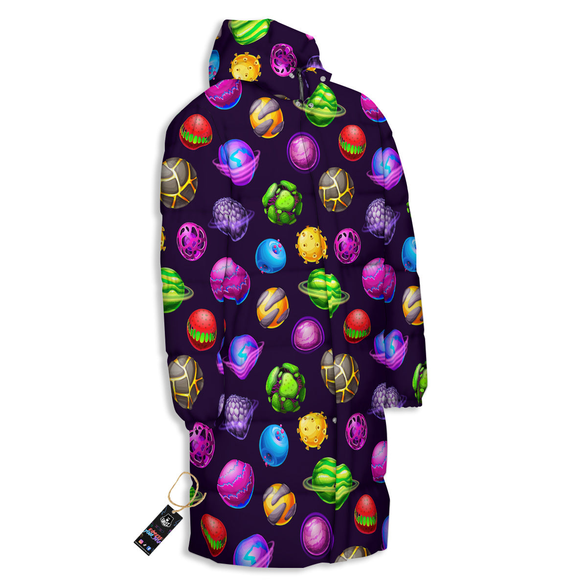 Fantasy Planets In Space Universe Print Pattern Long Down Jacket-grizzshop