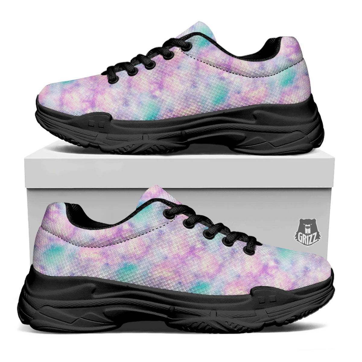 Fantasy Star Print Pattern Black Chunky Shoes-grizzshop