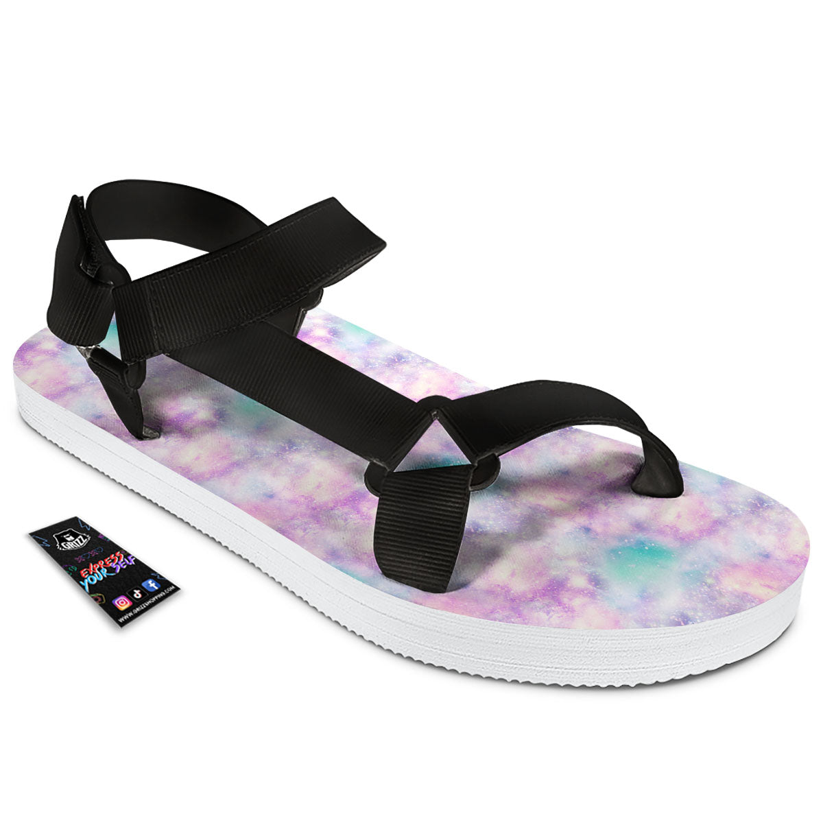 Fantasy Star Print Pattern Black Open Toe Sandals-grizzshop