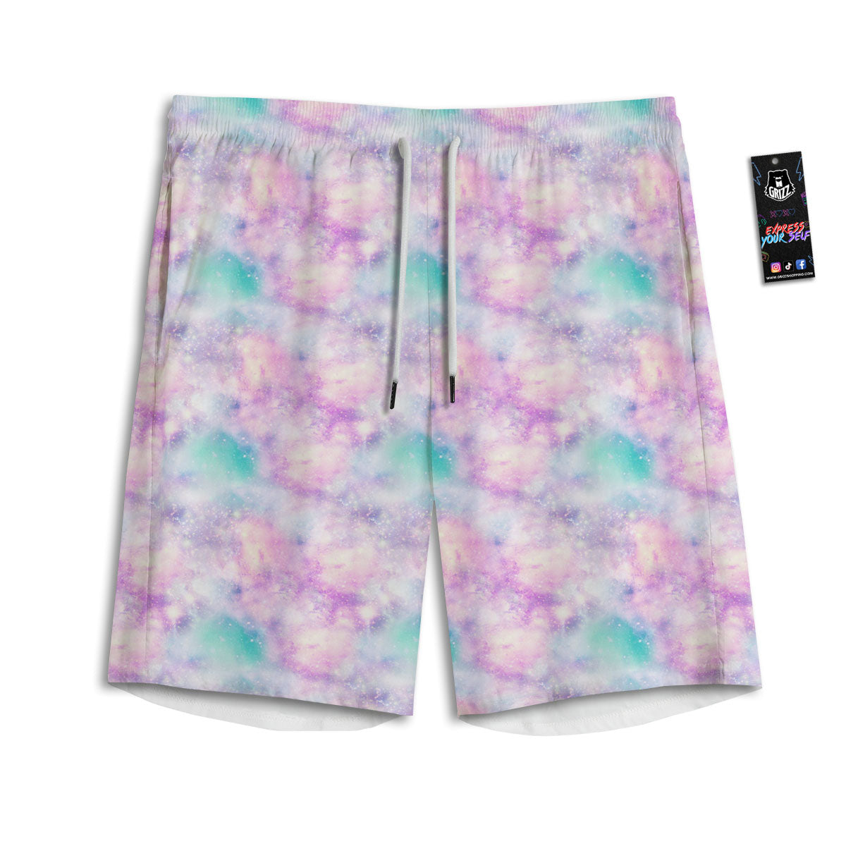 Floral Hawaiian Monochrome Print Pattern Men's Athletic Shorts