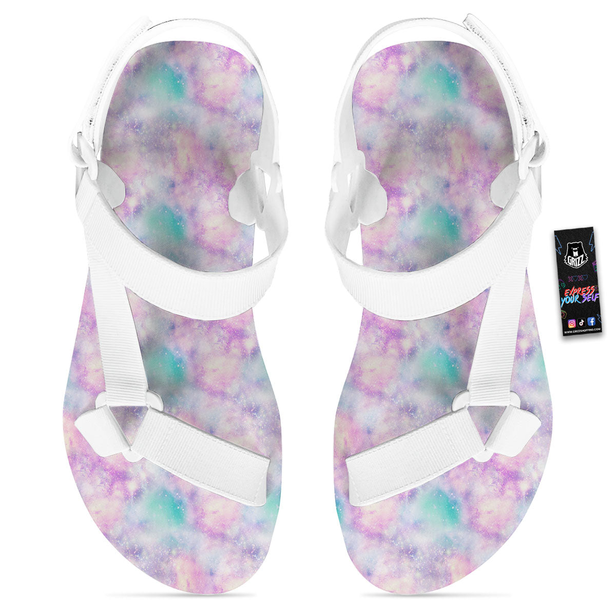 Fantasy Star Print Pattern White Open Toe Sandals-grizzshop