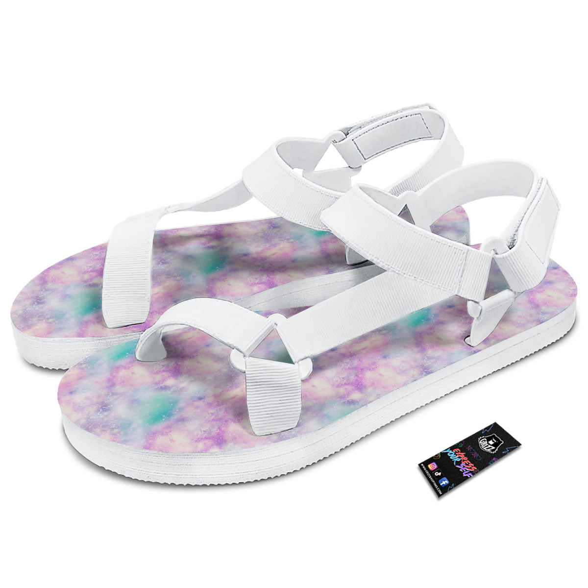 Fantasy Star Print Pattern White Open Toe Sandals-grizzshop