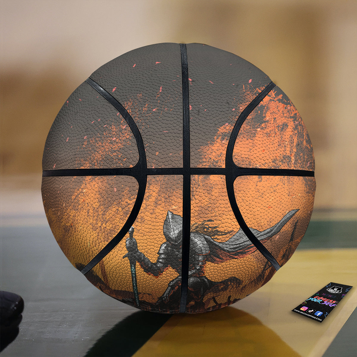 Fantasy Knight On Fire Print Basketball