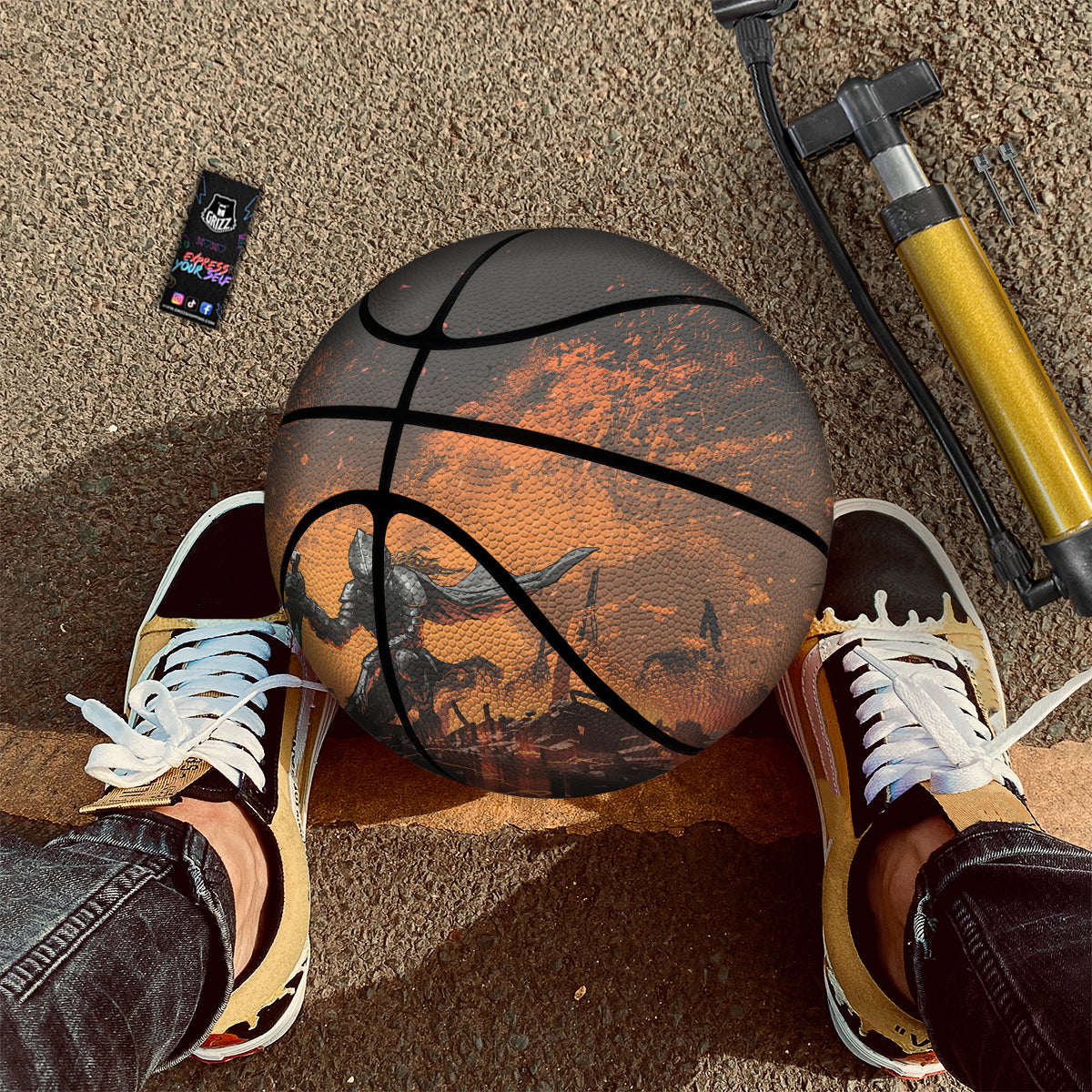 Fantasy Knight On Fire Print Basketball