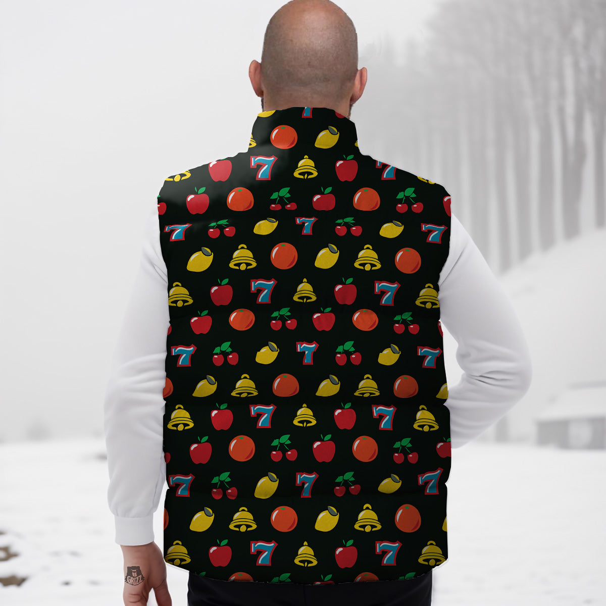 Farm Chicken Hen Flower Pattern Print Down Vest-grizzshop