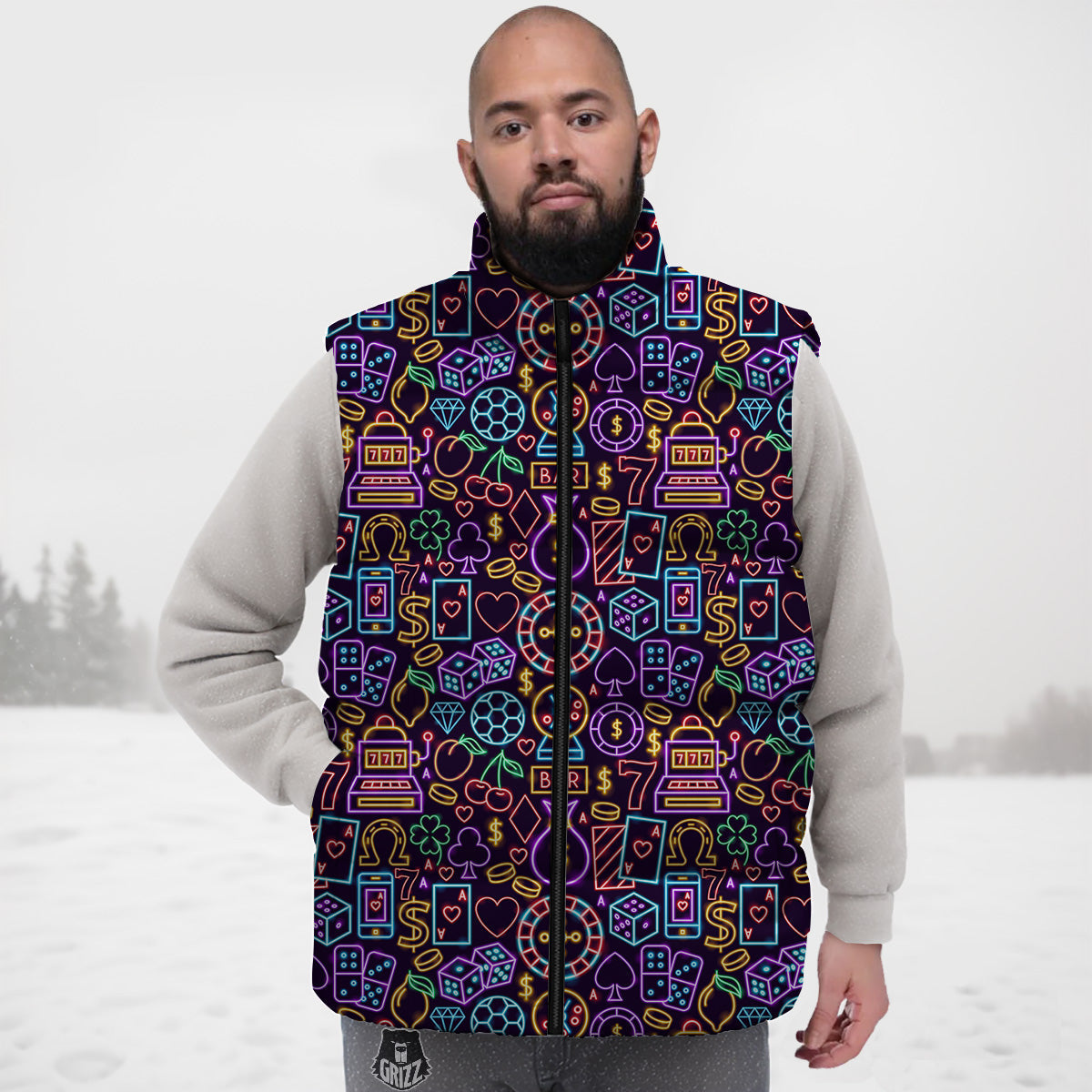 Farm Chicken Hen Pattern Print Down Vest-grizzshop