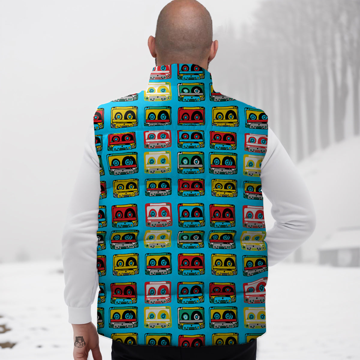Farm Chicken Pattern Print Down Vest-grizzshop