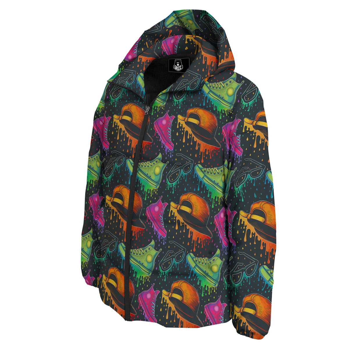 Fashion Colorful Print Pattern Down Jacket-grizzshop
