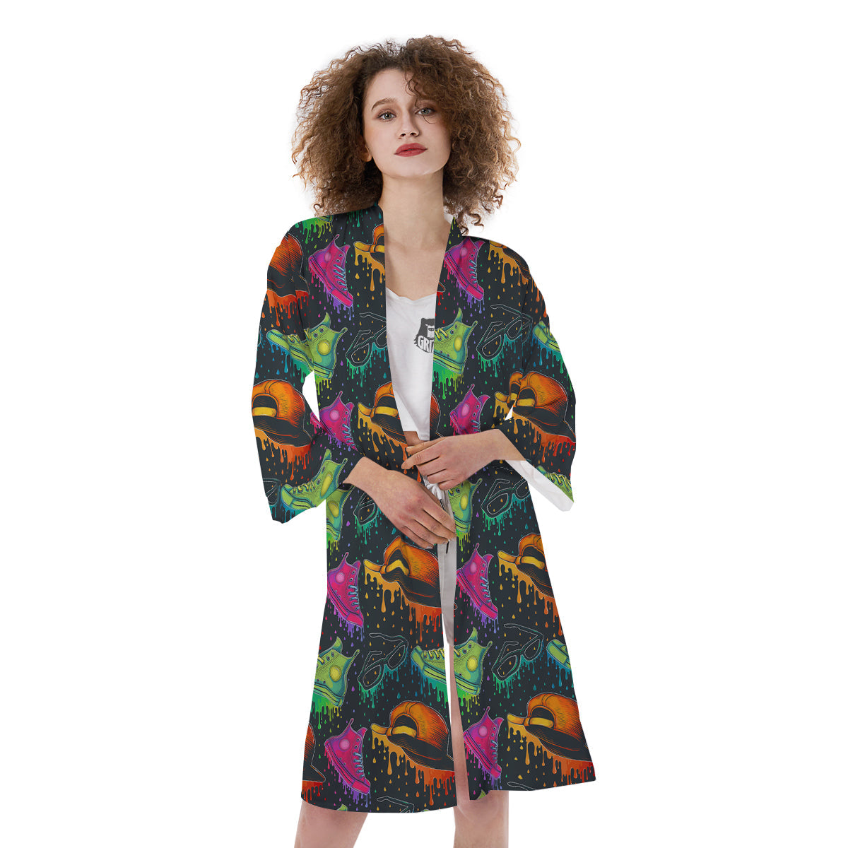 Fashion Colorful Print Pattern Kimono-grizzshop