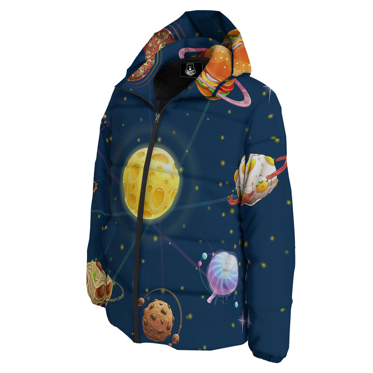 Fast Food Planets Set Print Down Jacket-grizzshop