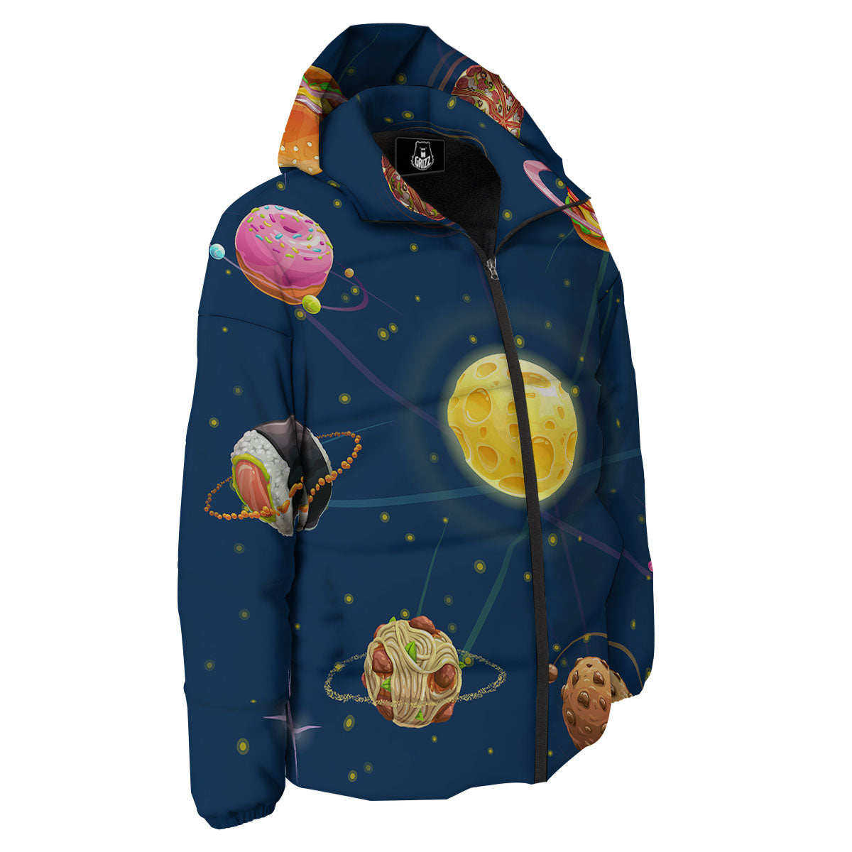 Fast Food Planets Set Print Down Jacket-grizzshop