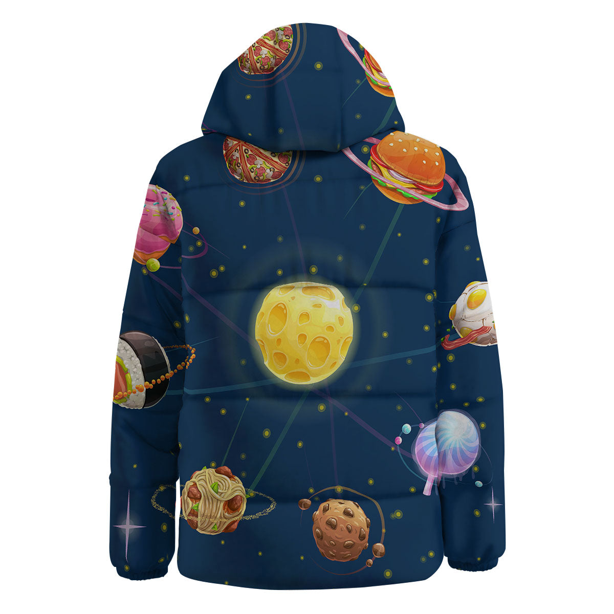 Fast Food Planets Set Print Down Jacket-grizzshop
