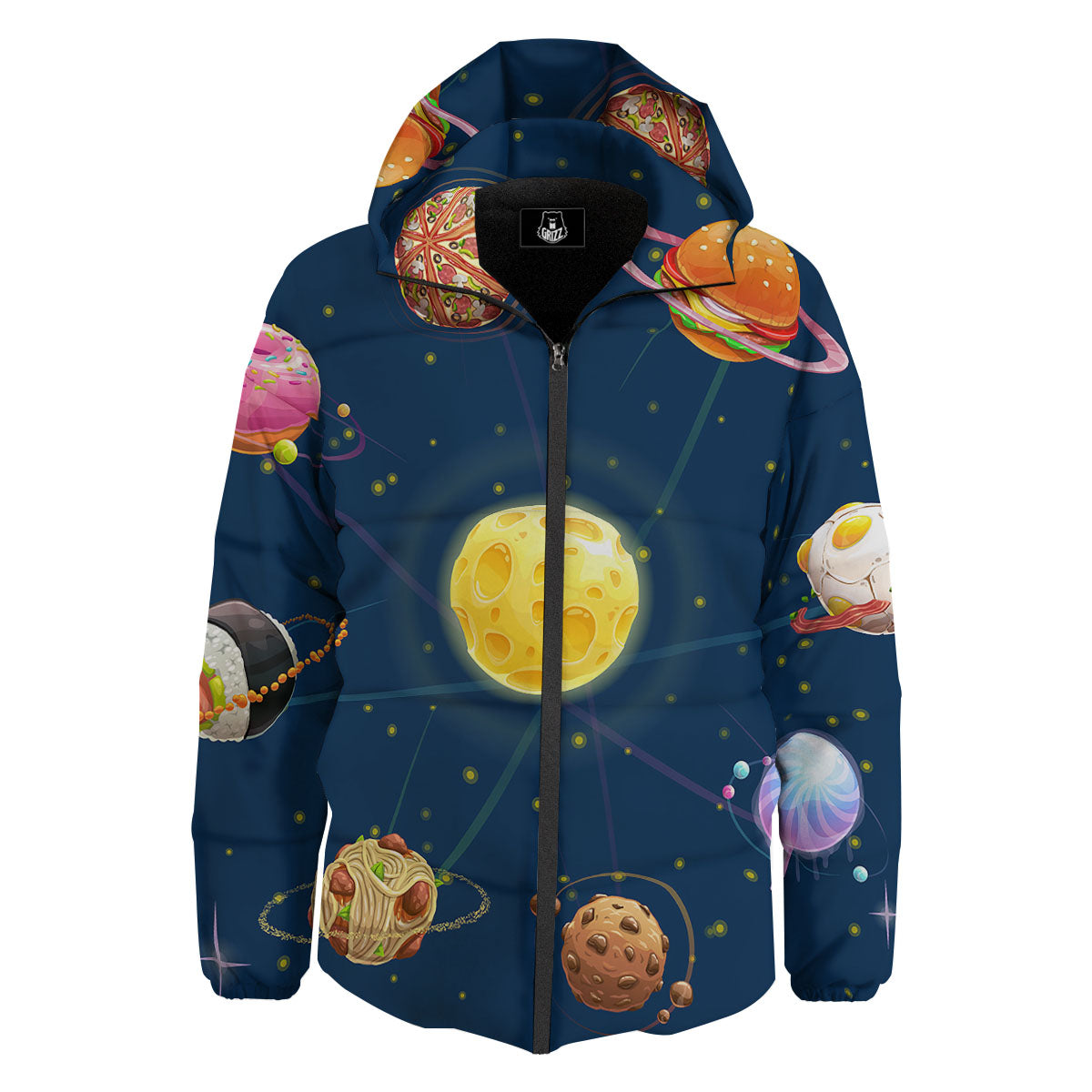 Fast Food Planets Set Print Down Jacket-grizzshop