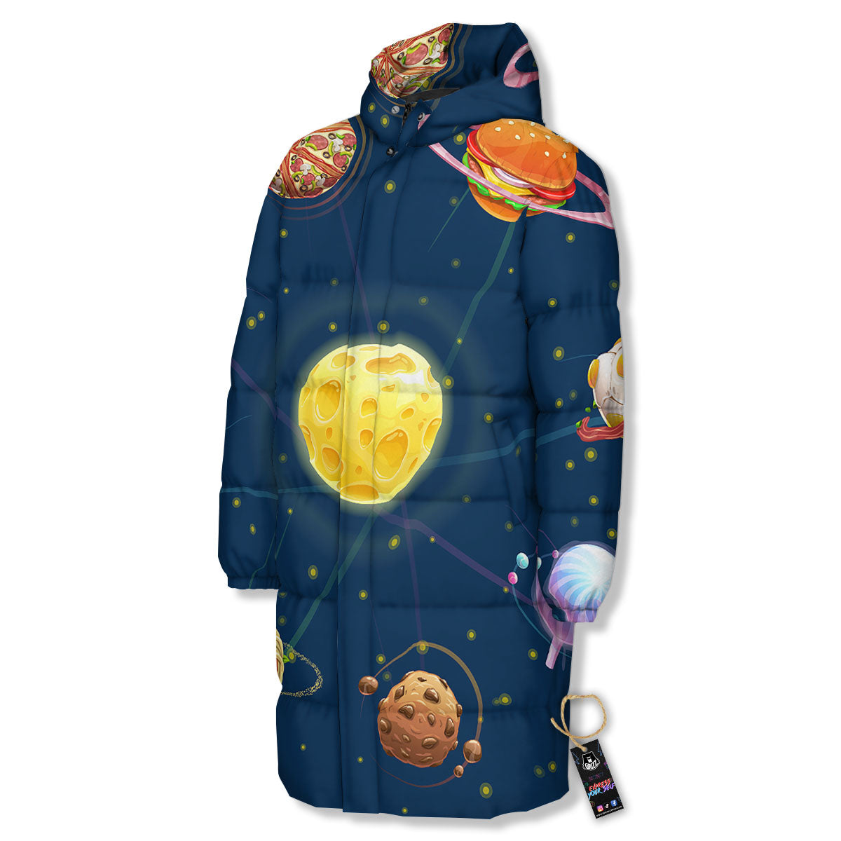 Fast Food Planets Set Print Long Down Jacket-grizzshop