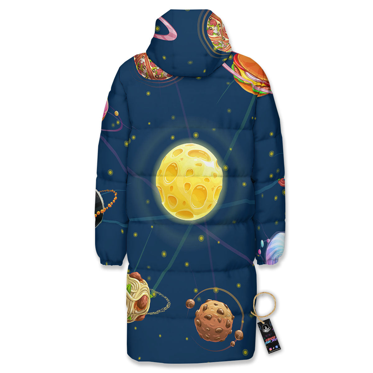 Fast Food Planets Set Print Long Down Jacket-grizzshop