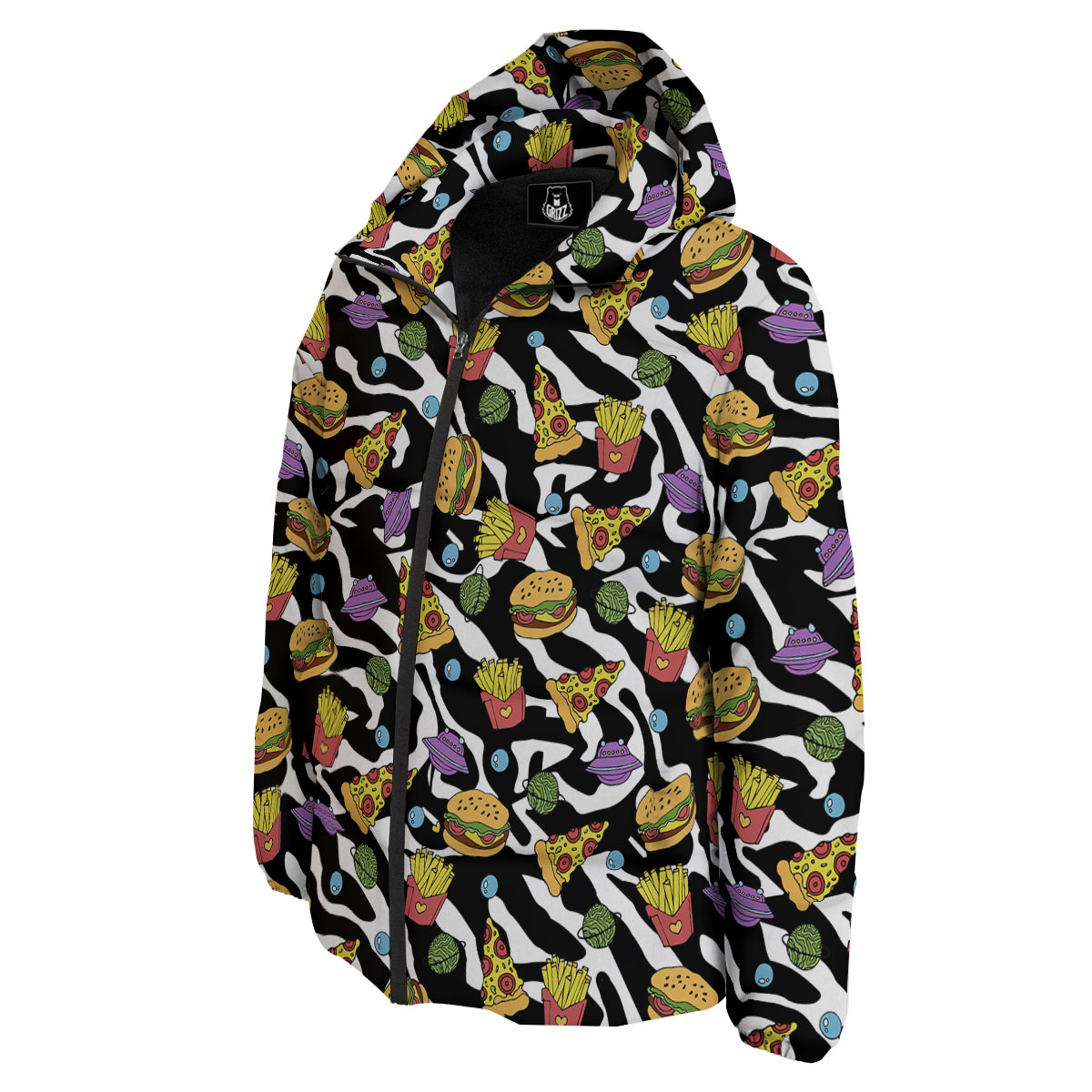 Fastfood Cute Zebra Print Pattern Down Jacket-grizzshop