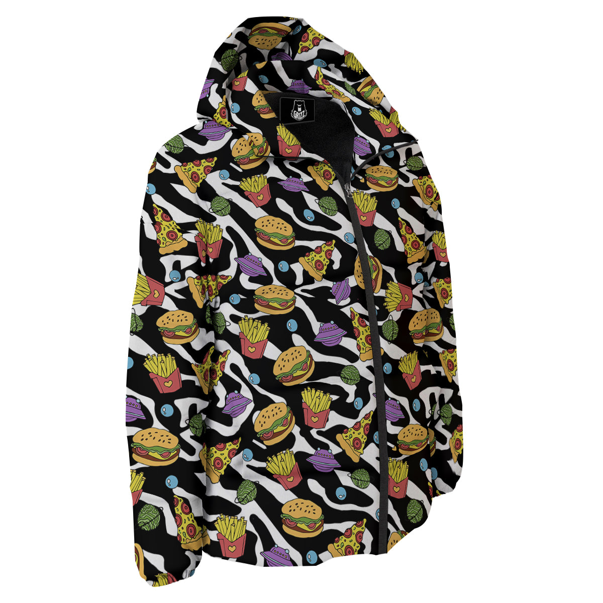 Fastfood Cute Zebra Print Pattern Down Jacket-grizzshop