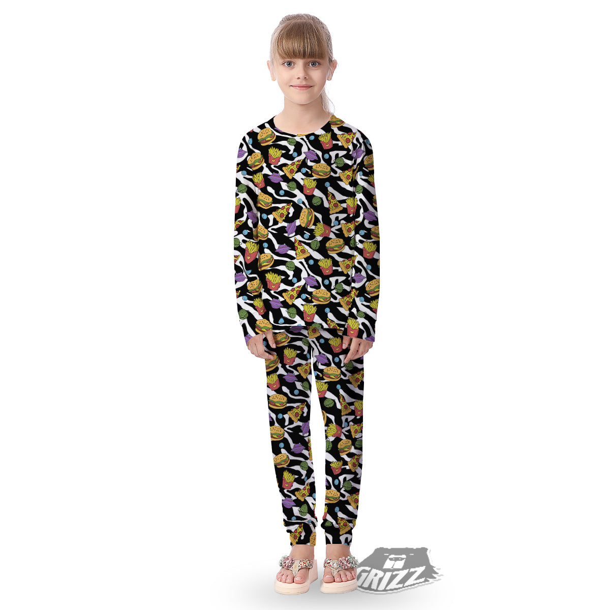 Fastfood Cute Zebra Print Pattern Kid's Pajamas-grizzshop
