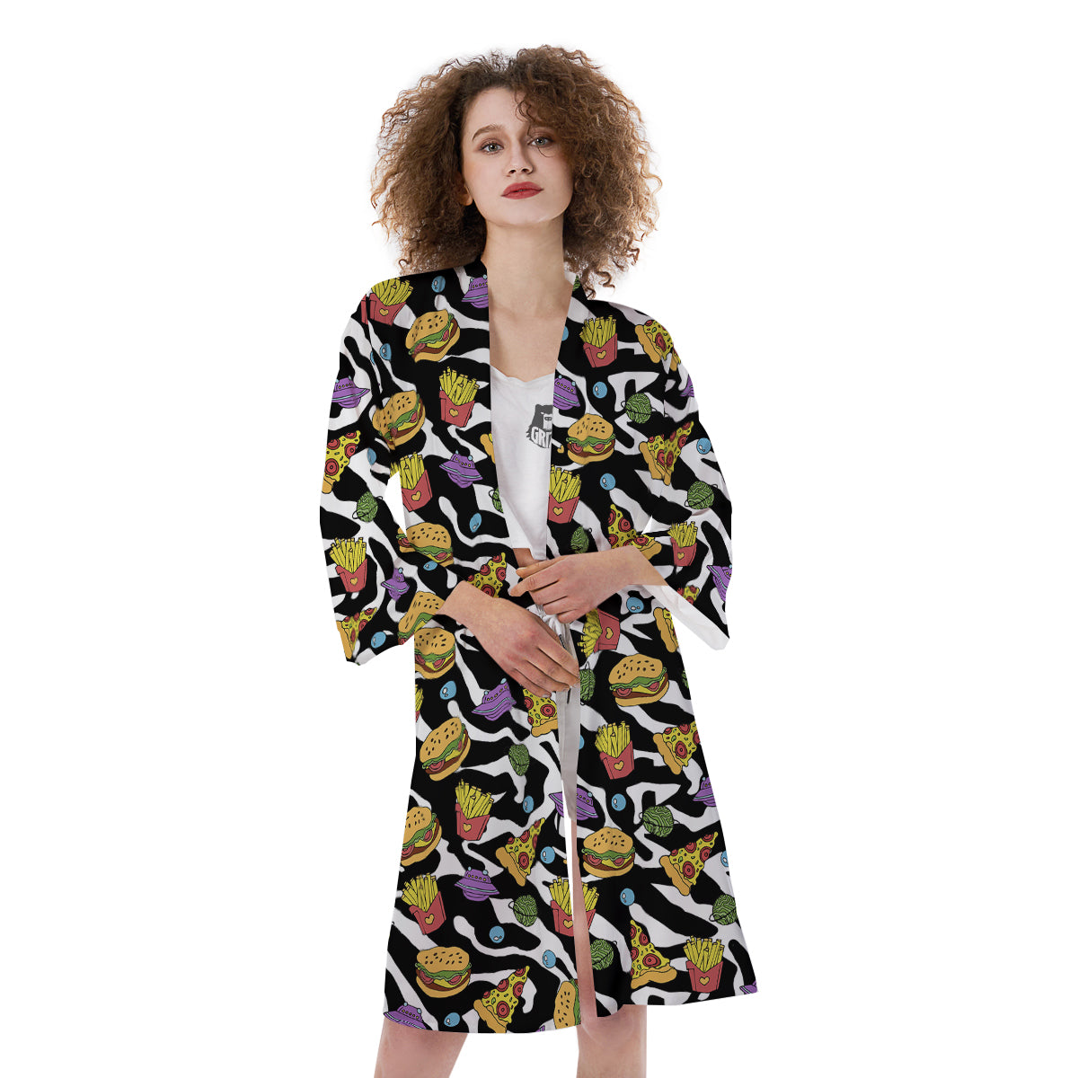 Fastfood Cute Zebra Print Pattern Kimono-grizzshop