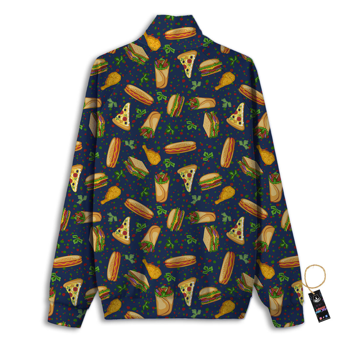 Fastfood Navy Doodle Print Pattern Track Jacket-grizzshop