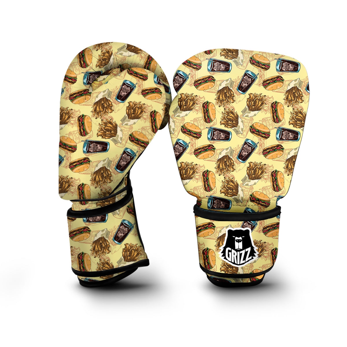 Fastfood Pattern Print Boxing Gloves-grizzshop