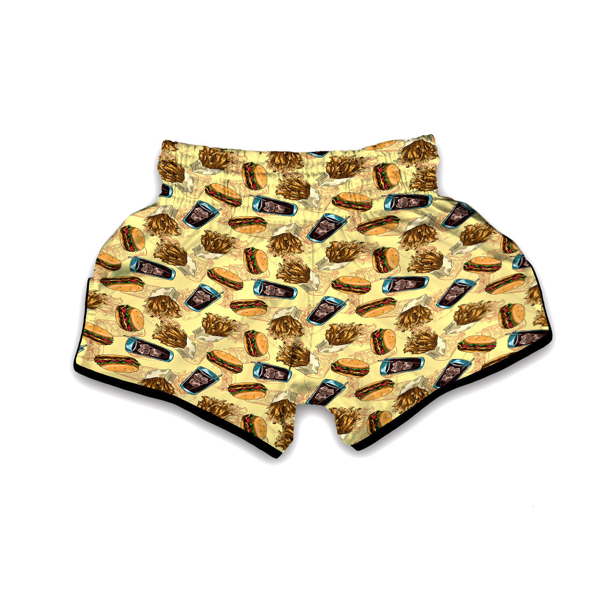 Fastfood Pattern Print Muay Thai Boxing Shorts-grizzshop