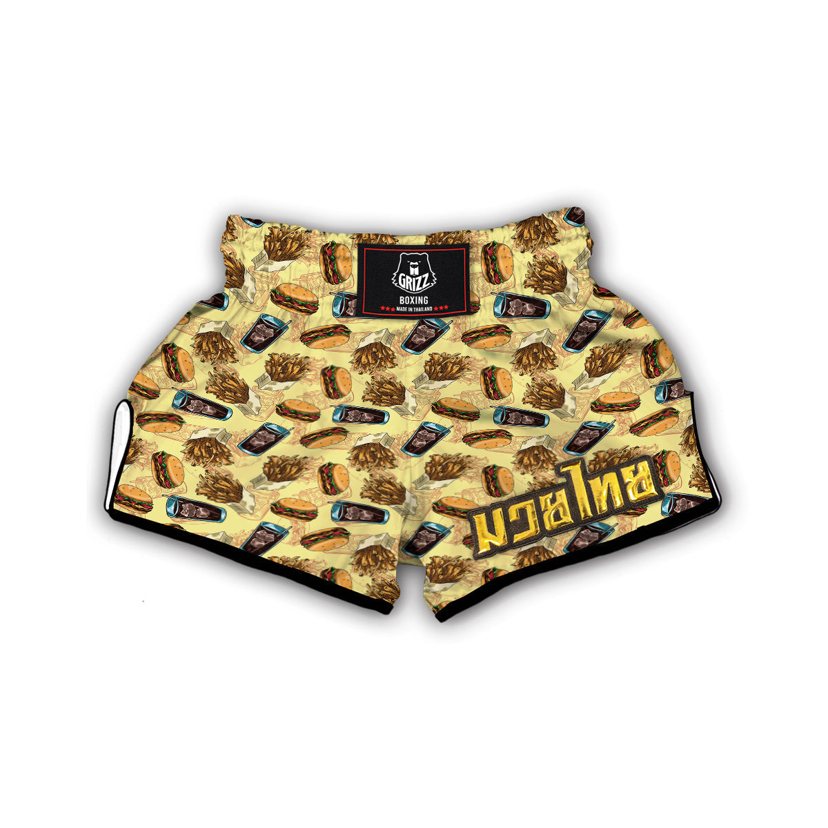 Fastfood Pattern Print Muay Thai Boxing Shorts-grizzshop