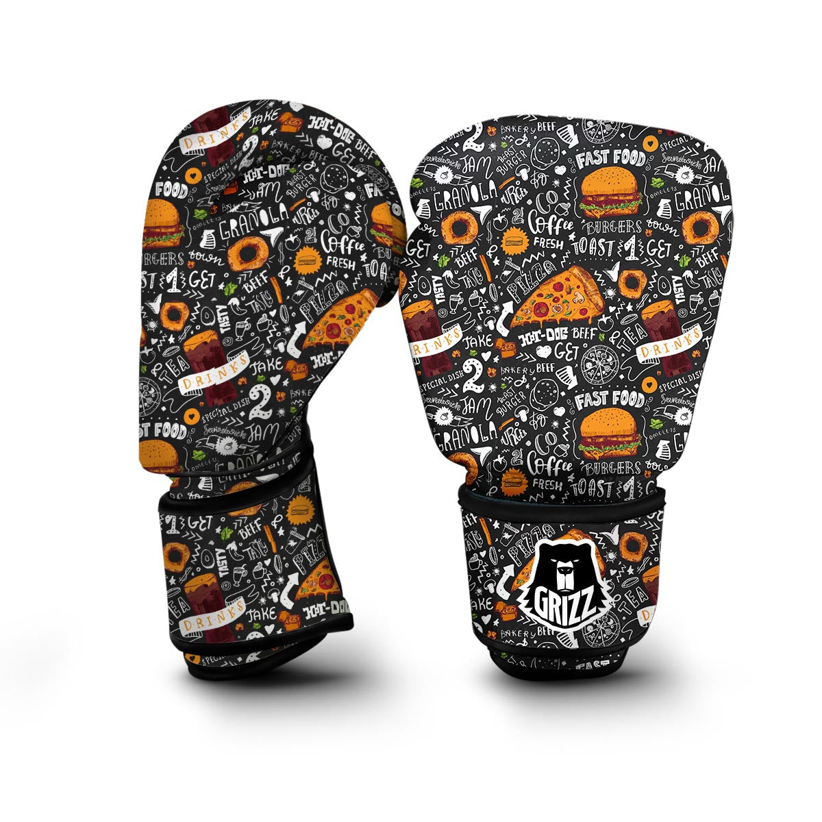 Fastfood Print Pattern Boxing Gloves-grizzshop