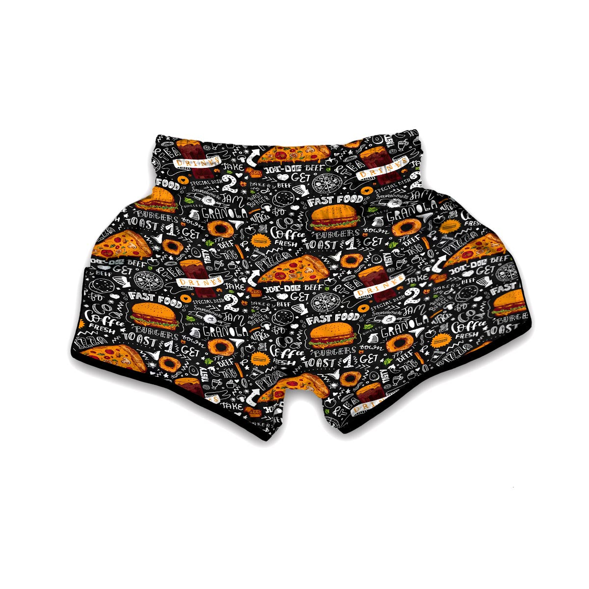 Fastfood Print Pattern Muay Thai Boxing Shorts-grizzshop