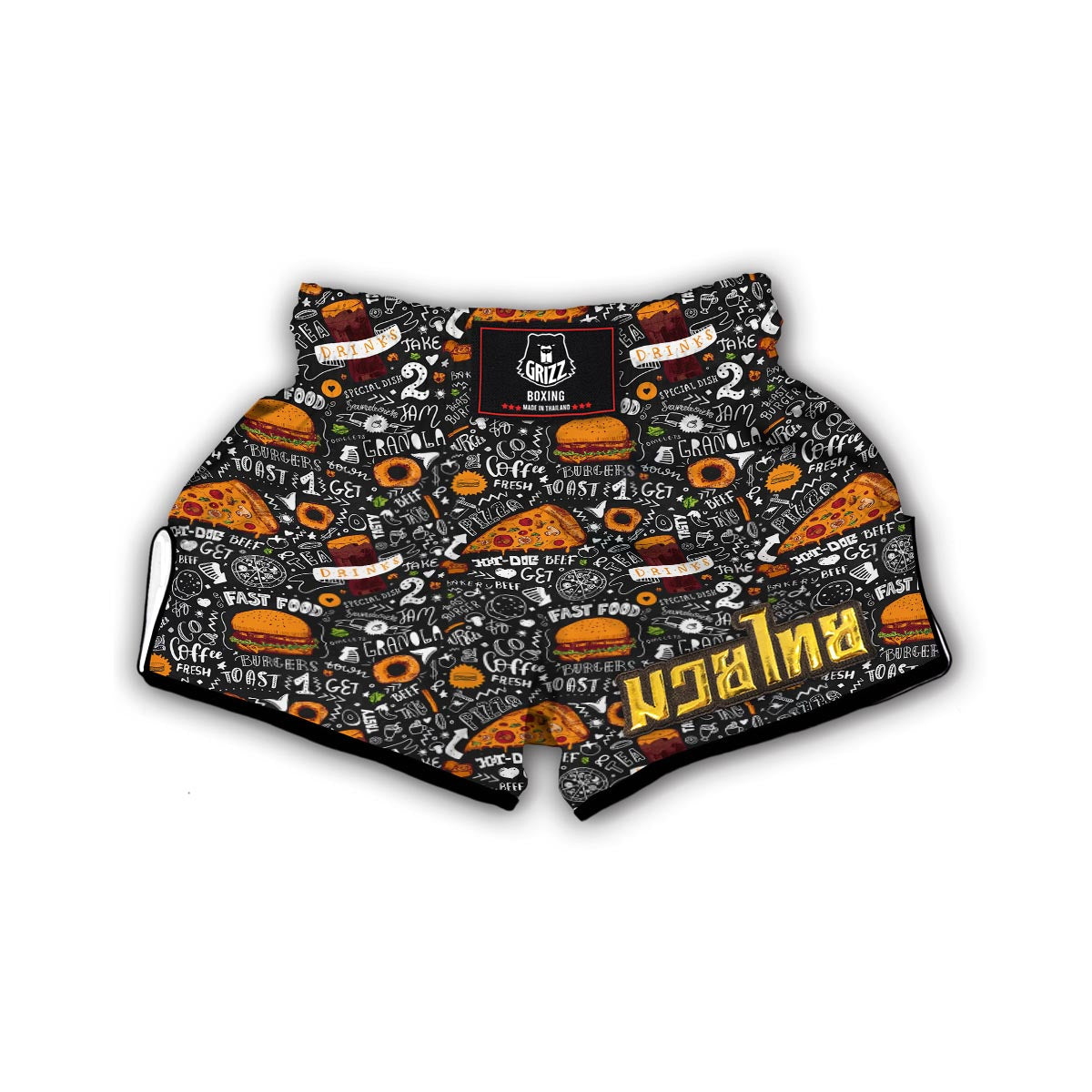 Fastfood Print Pattern Muay Thai Boxing Shorts-grizzshop