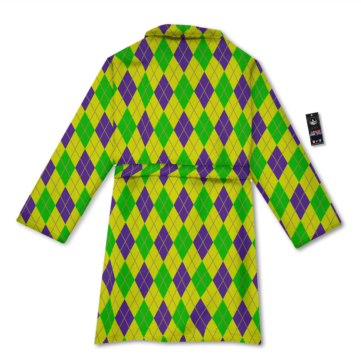 Fat Tuesday Argyle Mardi Gras Print Bathrobe-grizzshop