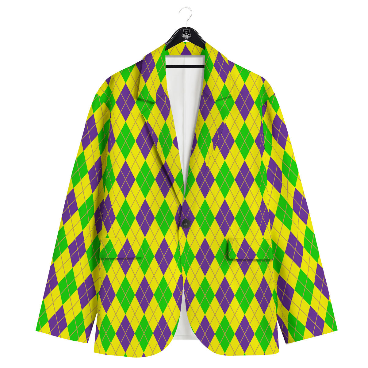 Fat Tuesday Argyle Mardi Gras Print Men's Sport Coat-grizzshop