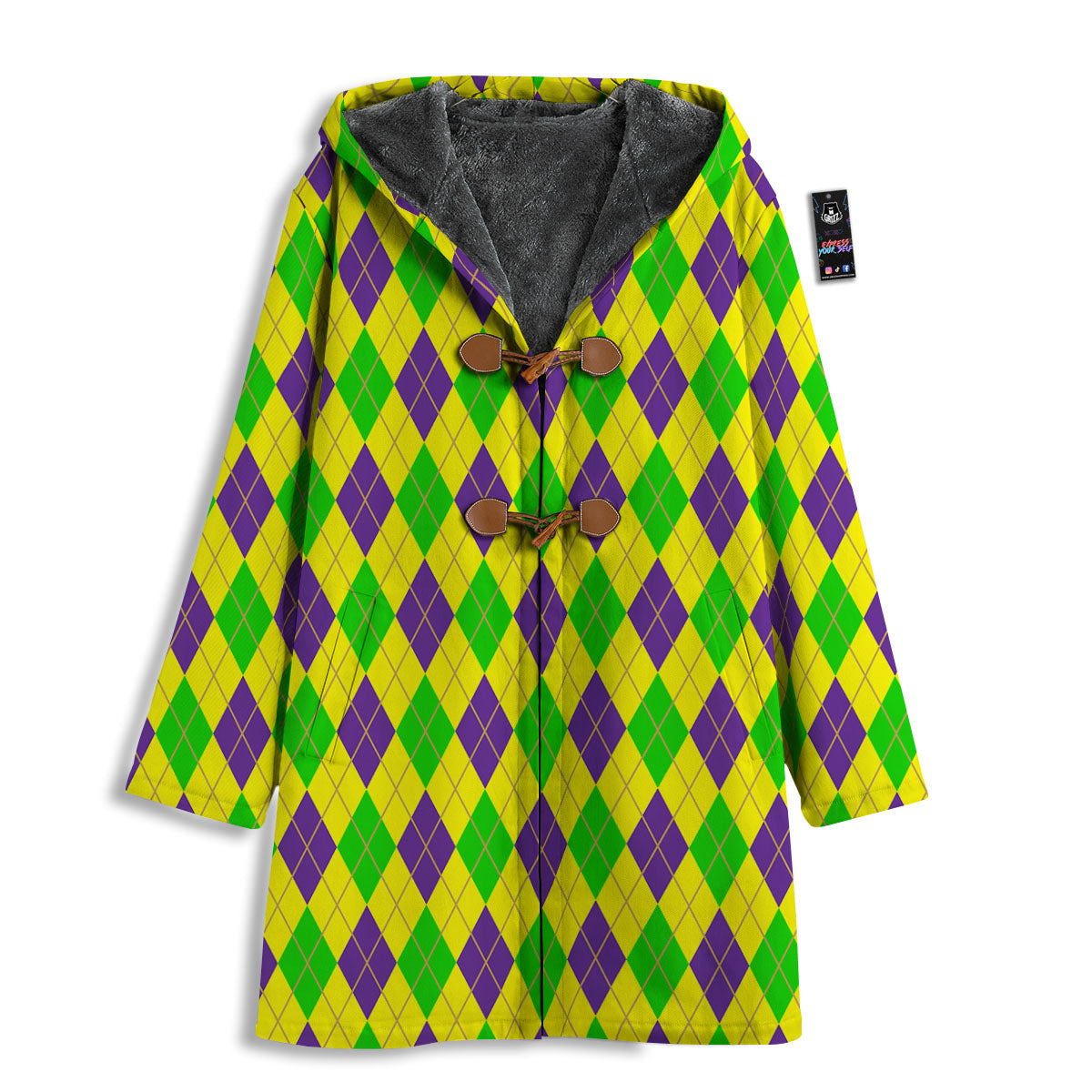 Fat Tuesday Argyle Mardi Gras Print Men's Windbreaker Jacket-grizzshop