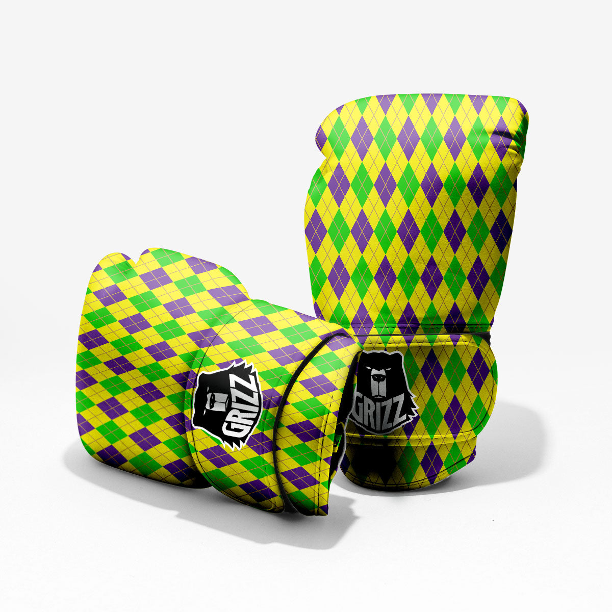 Fat Tuesday Argyle Mardi Gras Print Pro Boxing Glove