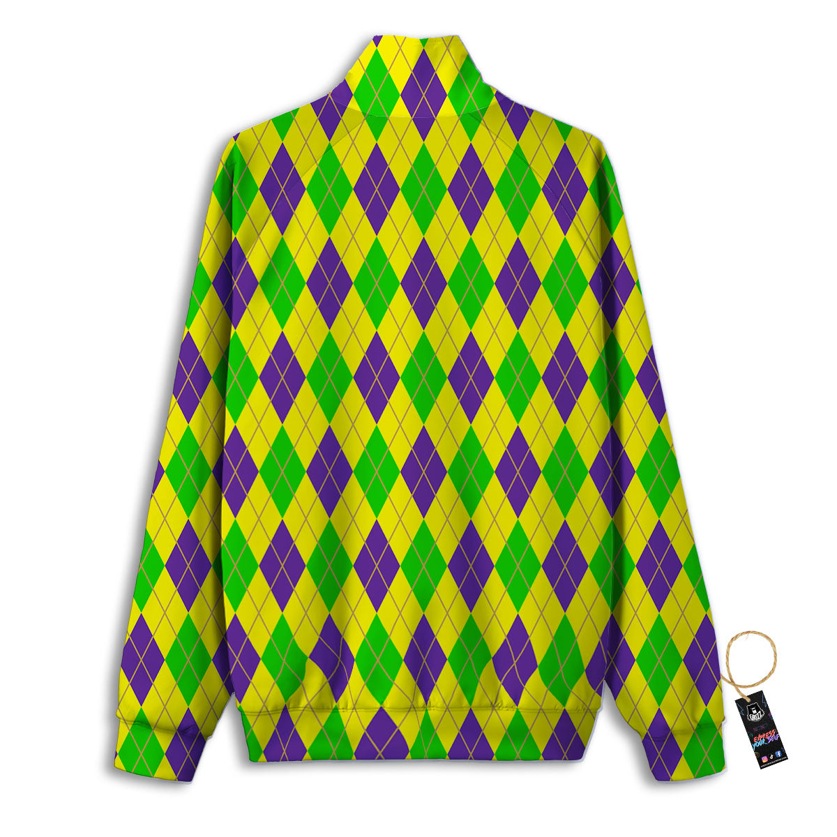 Fat Tuesday Argyle Mardi Gras Print Track Jacket-grizzshop