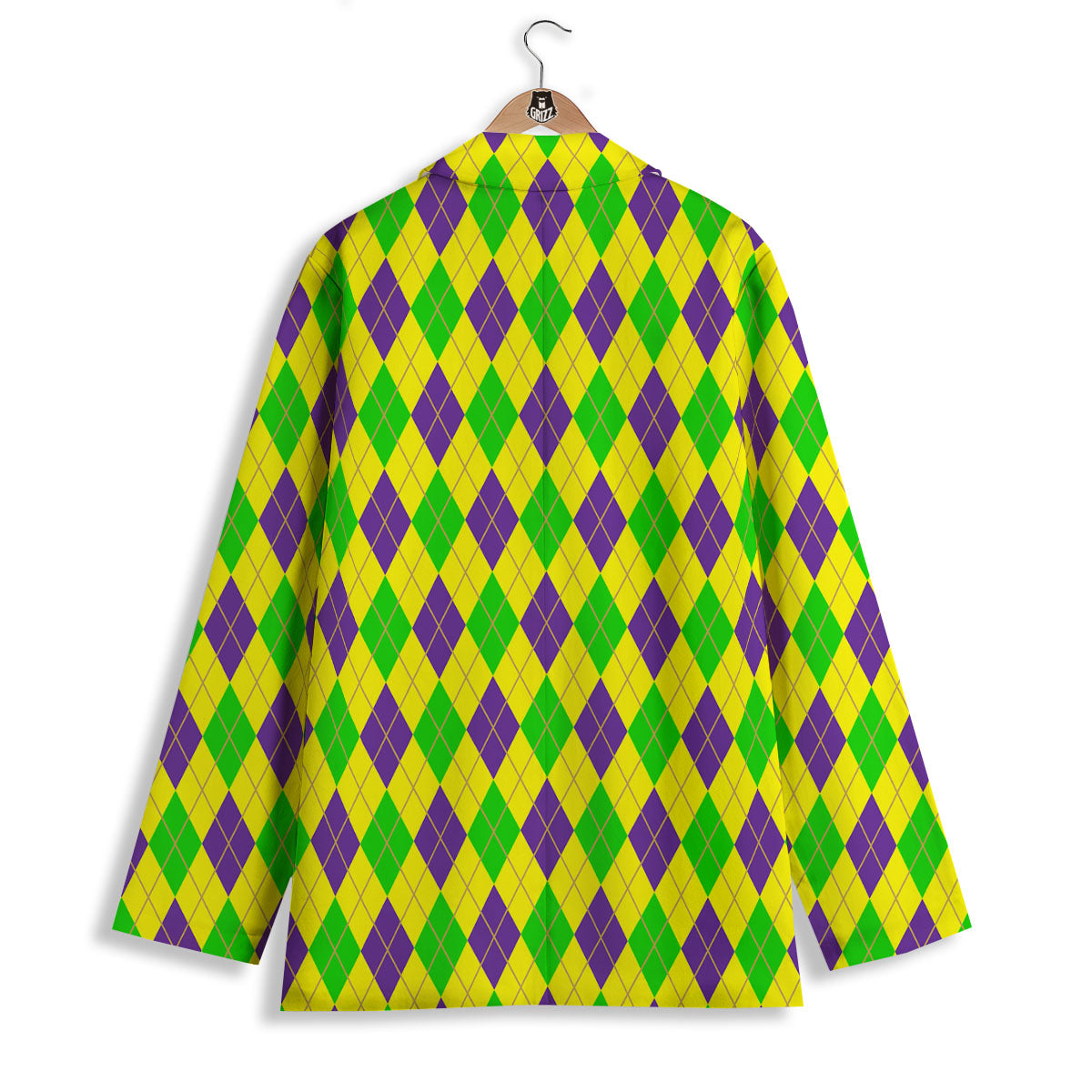 Fat Tuesday Argyle Mardi Gras Print Women's Blazer-grizzshop