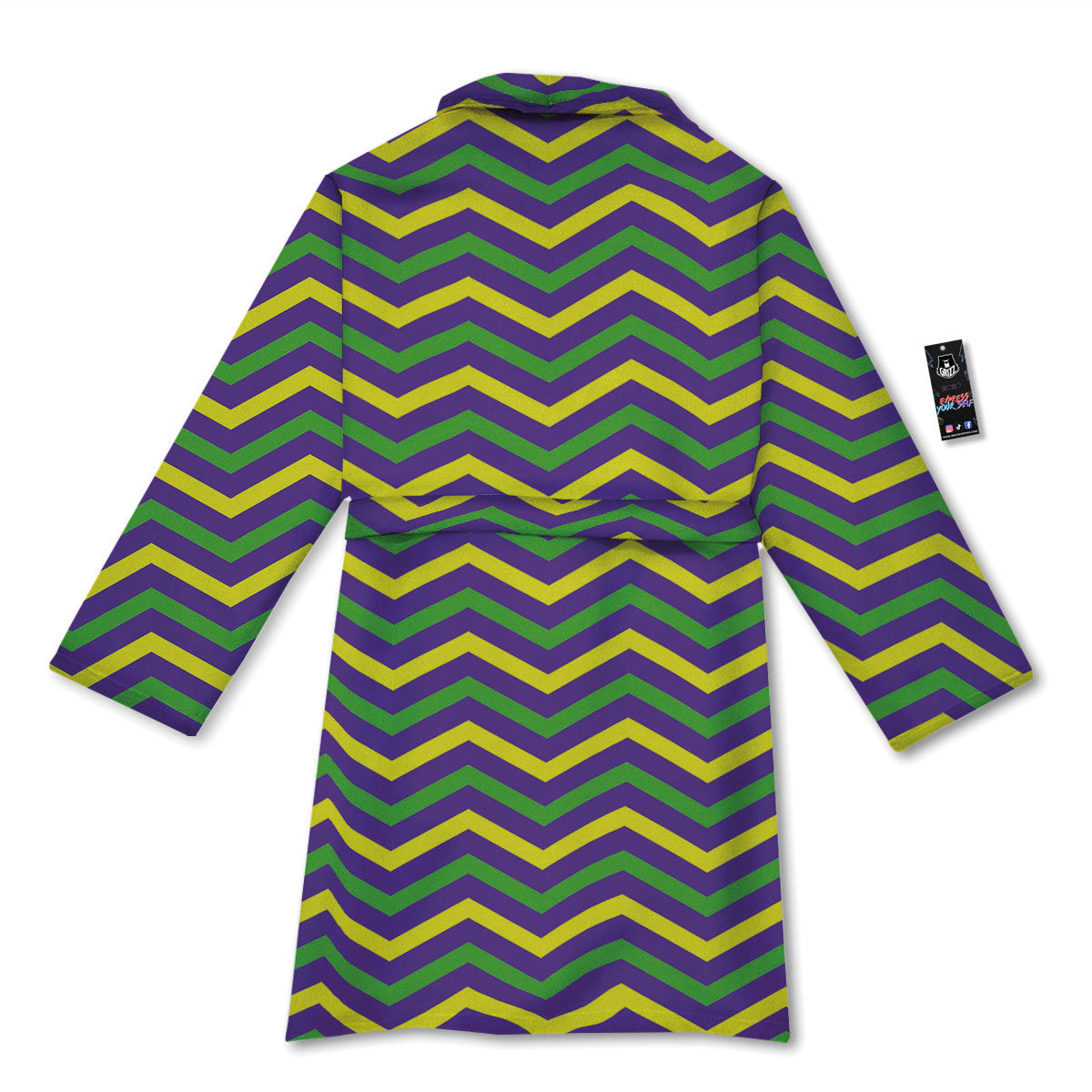 Fat Tuesday Chevron Mardi Gras Print Bathrobe-grizzshop