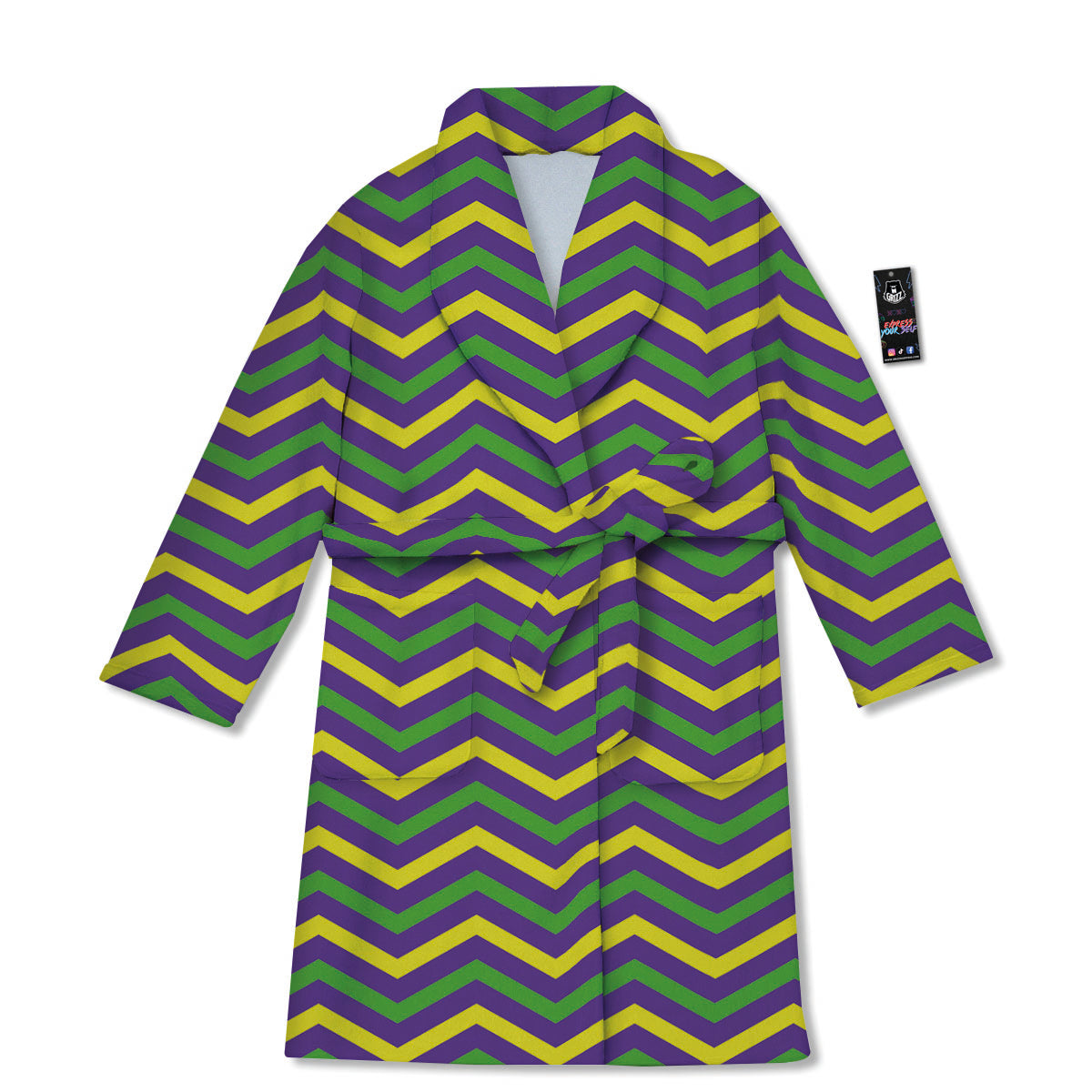 Fat Tuesday Chevron Mardi Gras Print Bathrobe-grizzshop