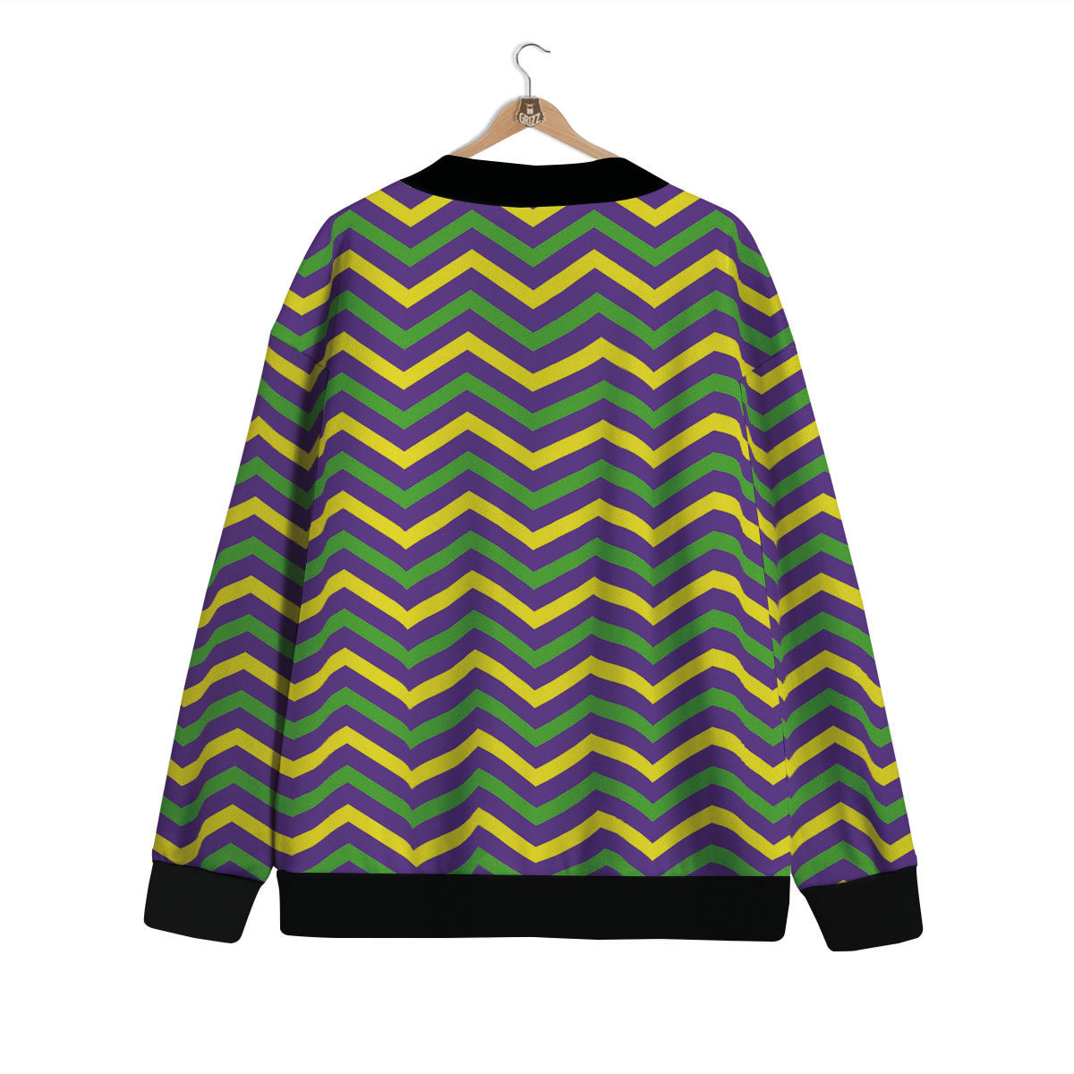 Fat Tuesday Chevron Mardi Gras Print Cardigan-grizzshop