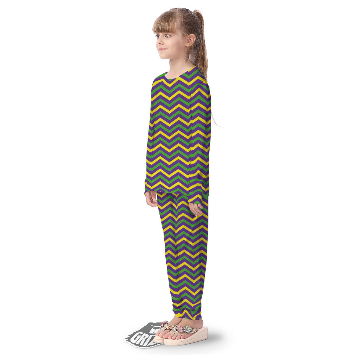 Fat Tuesday Chevron Mardi Gras Print Kid's Pajamas-grizzshop