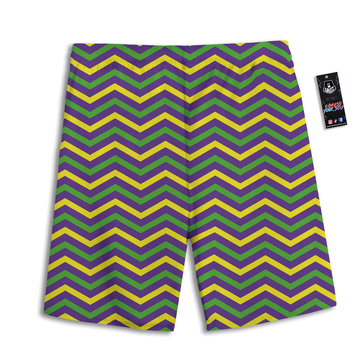 Fat Tuesday Chevron Mardi Gras Print Men's Athletic Shorts