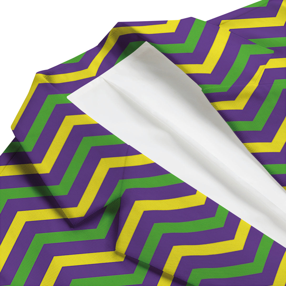 Fat Tuesday Chevron Mardi Gras Print Men's Blazer-grizzshop