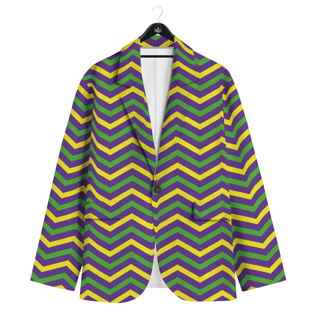 Fat Tuesday Chevron Mardi Gras Print Men's Sport Coat-grizzshop