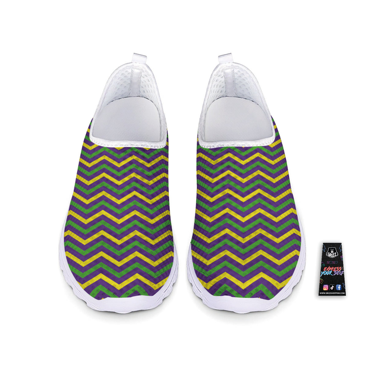 Fat Tuesday Chevron Mardi Gras Print Nurse Shoes-grizzshop