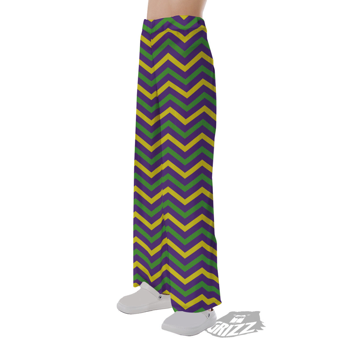 Fat Tuesday Chevron Mardi Gras Print Pajama Pants-grizzshop