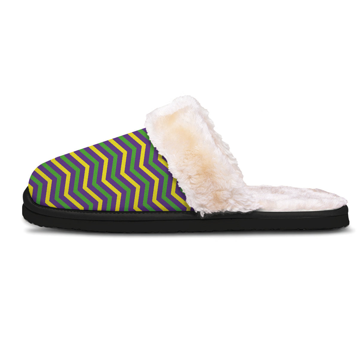 Fat Tuesday Chevron Mardi Gras Print Slippers-grizzshop
